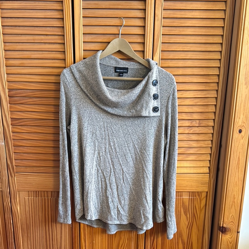 Cowl Neck Sweater with button detail